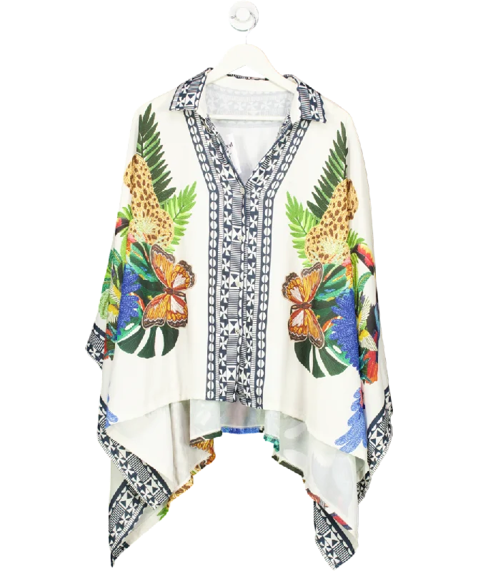 Women's Acrylic SweatersWhite Tropical Print Shirt One size