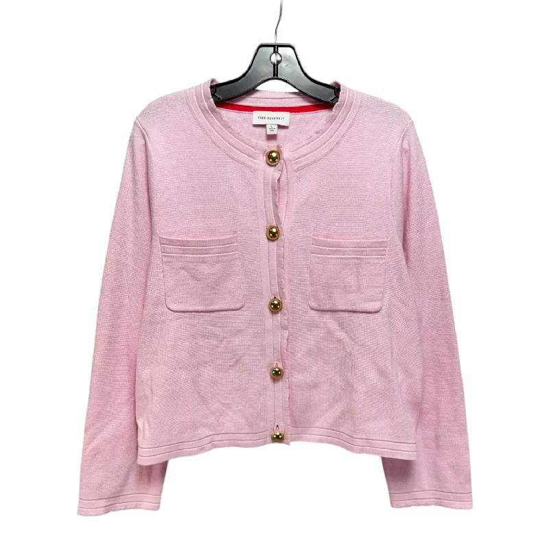 Women's U-Shaped Collar SweatersSweater Cardigan By Free Assembly In Pink, Size: L