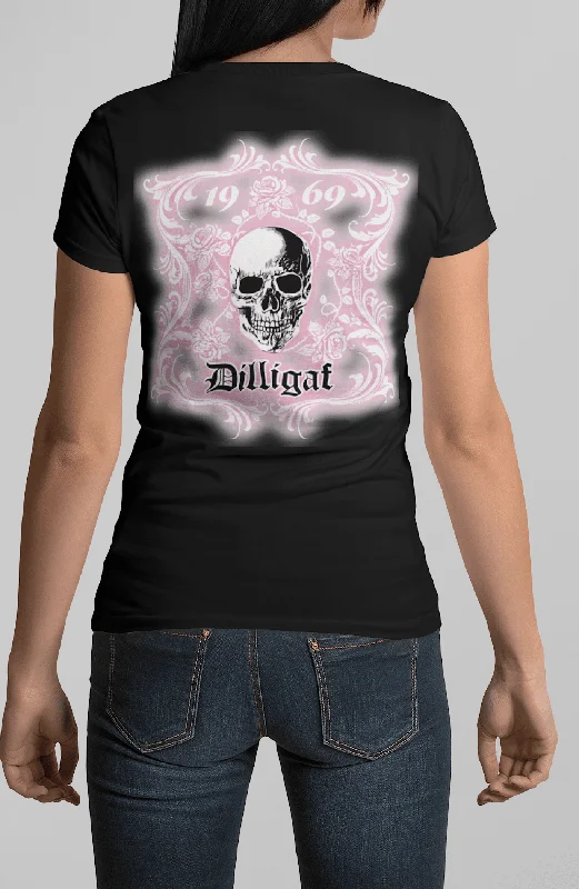 Women's Blouse for BusinessPink Smokey Rose w/ Skull