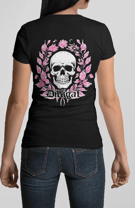 Women's Blouse with Square NeckPink Vine Skull