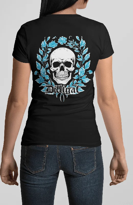 Women's Blouse with Straight HemBlue Vine Skull