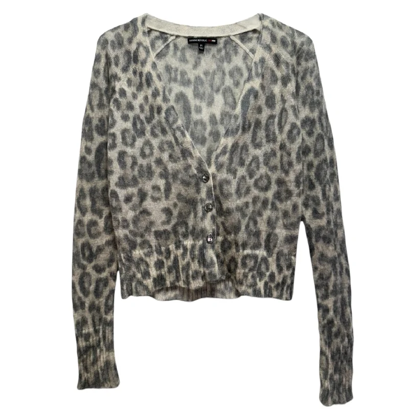 Women's Czech Wool SweatersMohair Blend Sweater Cardigan By Banana Republic In Animal Print, Size: M