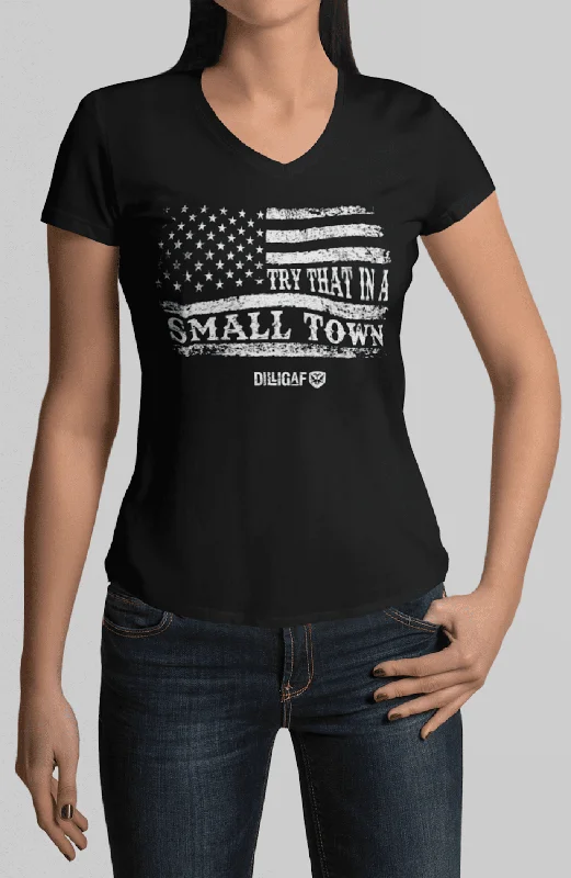 Women's Blouse with Square CollarTry That In A Small Town / Flag