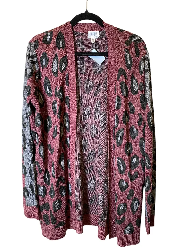 Women's Ribbed SweatersCardigan By Time And Tru In Animal Print, Size: Xl