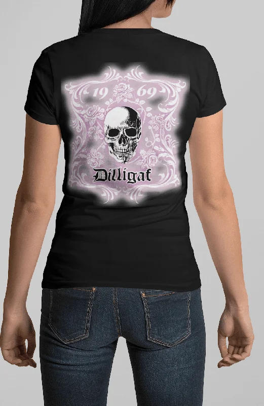 Women's Blouse with LacePurple Smokey Rose w/ Skull