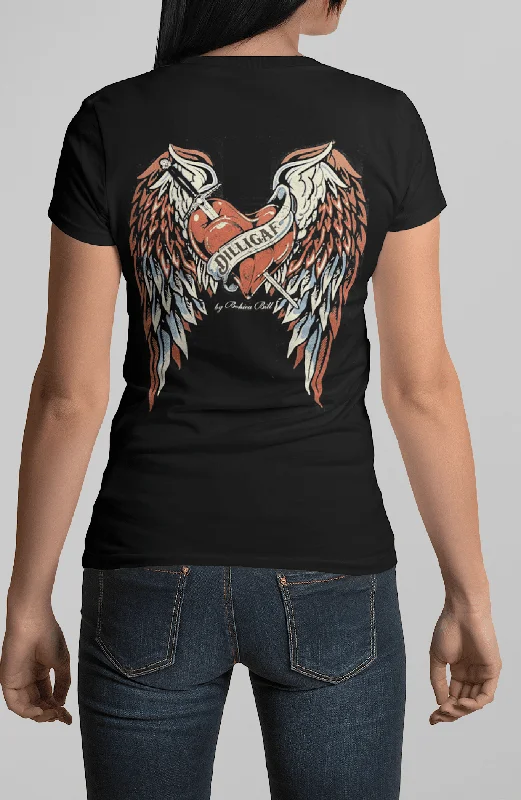 Women's Blouse with SequinsThe Dagger of Love V Neck Tee