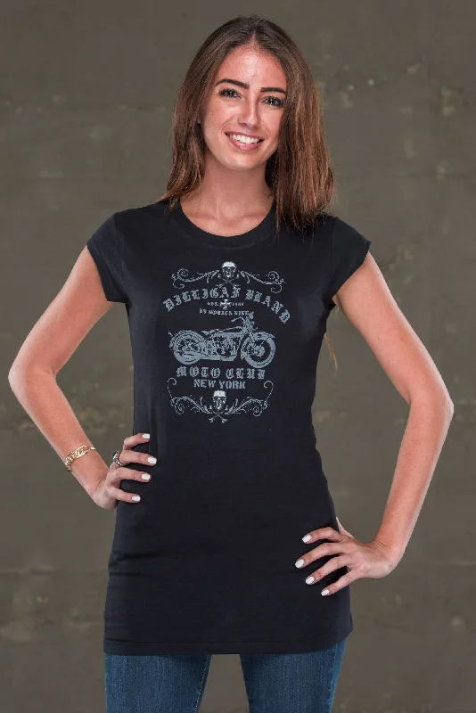 Women's Blouse with Sweetheart CollarDilligaf Moto Club  T- Open Back