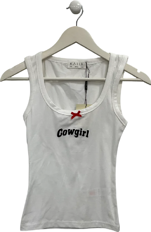 Women's Notched Collar SweatersKaiia the label White Cowgirl Bow Vest Top UK 8