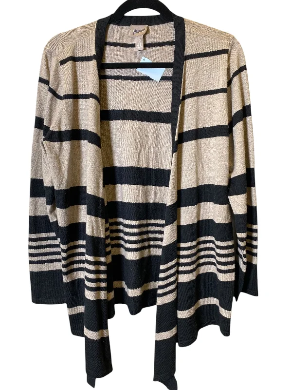 Women's Cashmere SweatersCardigan By Chicos In Striped Pattern, Size: L