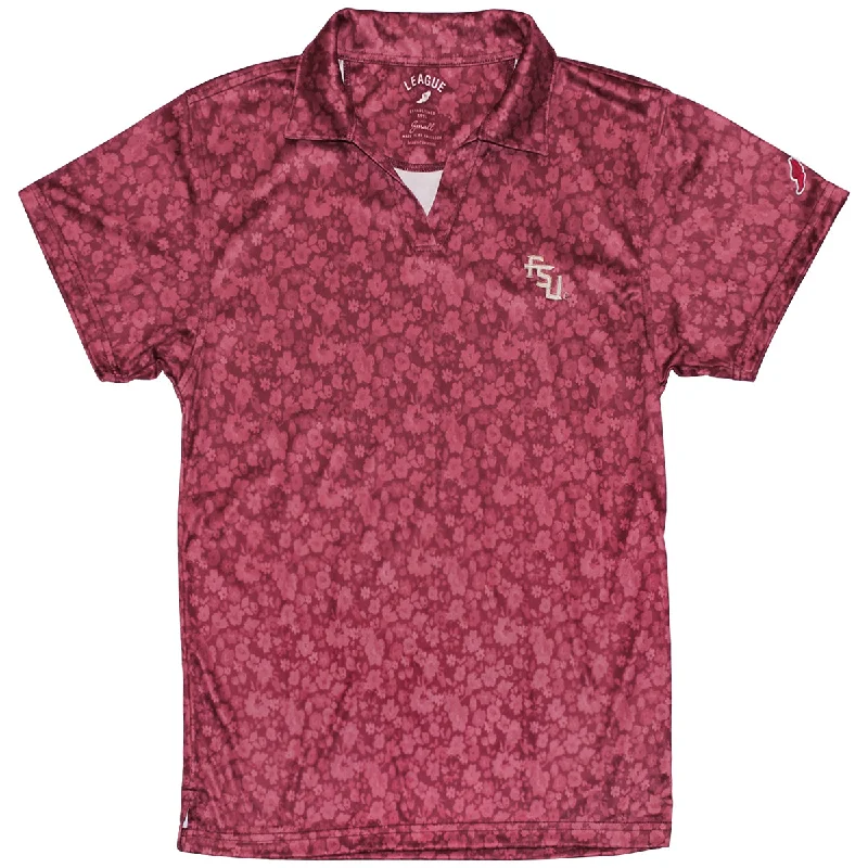 Women's Blouse for ChurchLeague Women's Stacked FSU Logo Sublimated Floral Polo - Garnet