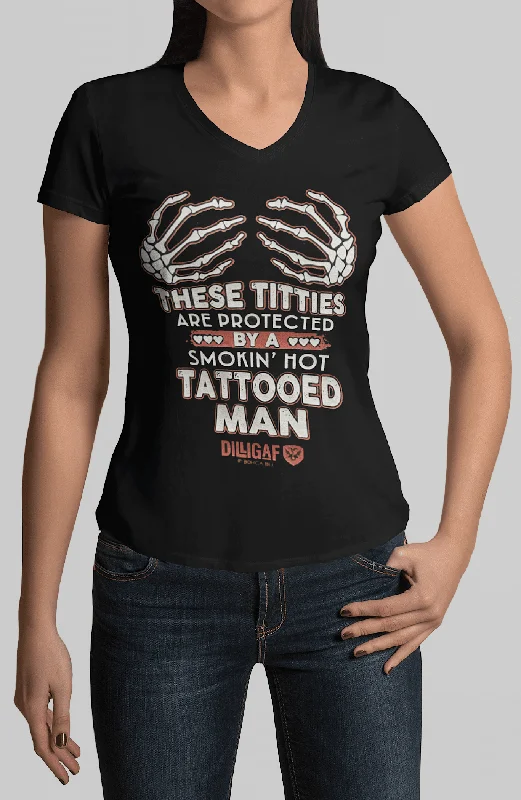 Women's Blouse with Low CollarProtected by Tattooed Man