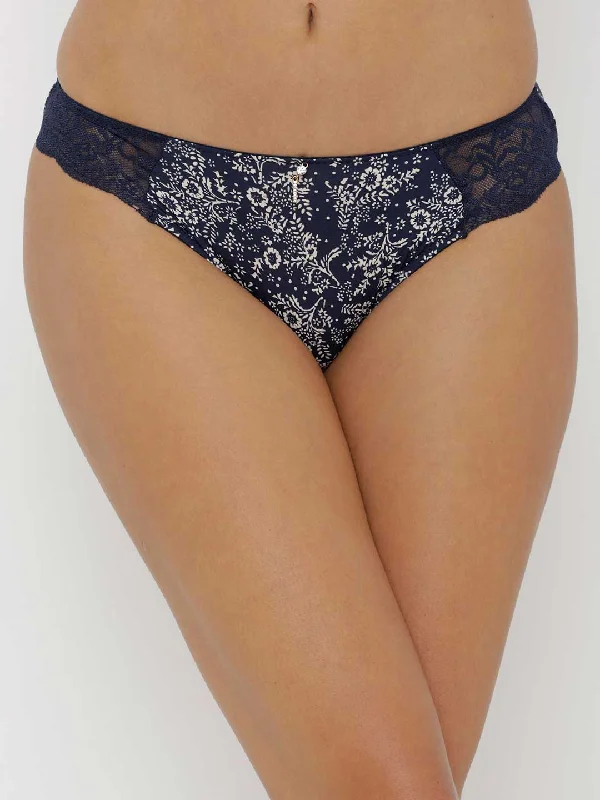 body-shaping underwear for women with tummy controlNavy Blue Floral Print Panties