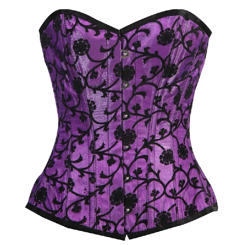 seamless waist trainer for all-day wearELEGANT PURPLE SATIN CHAKRI FLOCKING