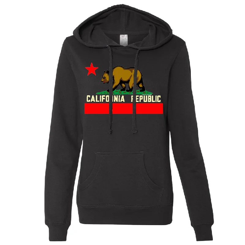 Women's Hooded Sweatshirts with Terry Cloth LiningCalifornia State Flag Borderless Ladies Lightweight Fitted Hoodie