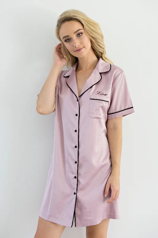 women's pajamas with hidden pocketsLuxe Dreamzz - Short Sleeve Blush Pink Dress