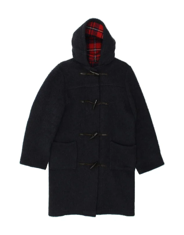 Women's Wool CoatsVINTAGE Womens Hooded Duffle Coat UK 14 Medium Navy Blue Wool