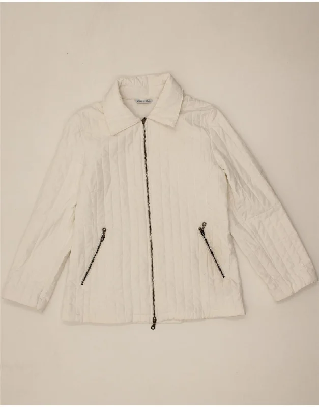 Women's Coats with BeltVINTAGE Womens Quilted Jacket UK 14 Medium White Polyamide