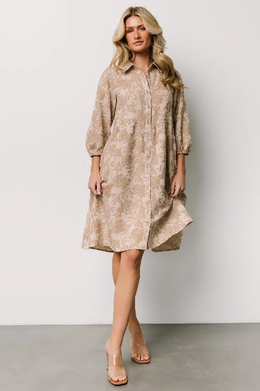 Women's Linen ShortsDakota Babydoll Dress | Taupe Print