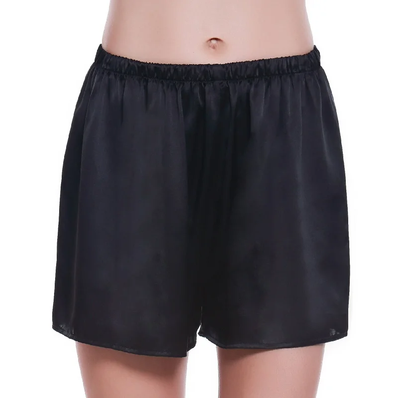 women's underwear with a built-in bra for supportWomen 100% Mulberry Silk Shorts/Boxers - Black