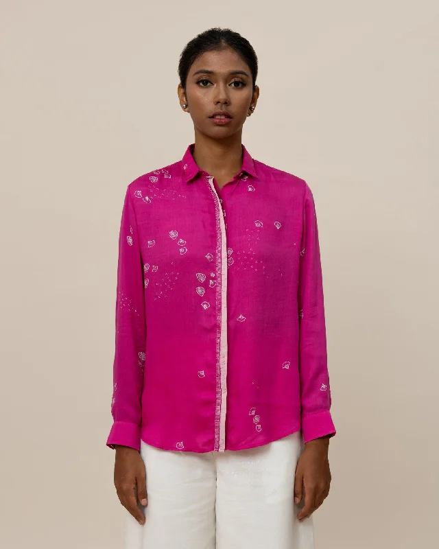 Women's Blouse with Shirt CollarSERIBU BUNGA - Boss Lady Shirt