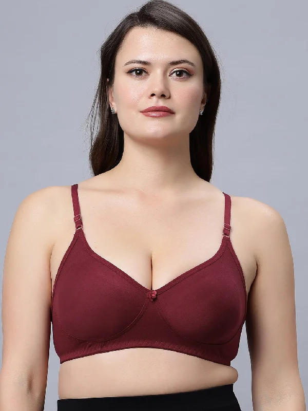 underwire bra with side supportMedium coverage Non Padded Bra Maroon color (Pack of 1)