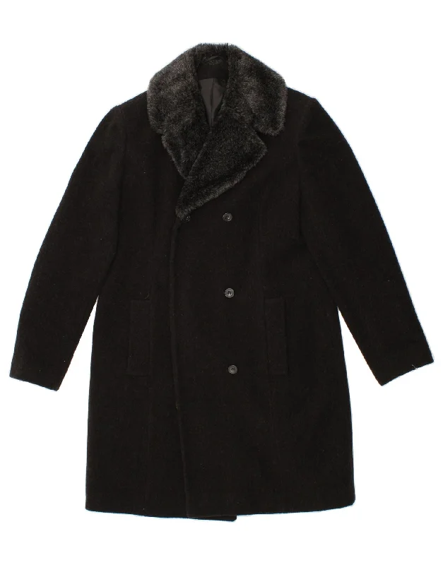 Women's Coats with Fur Trimmed BeltCLASSICS Womens Overcoat UK 12 Medium  Black Wool