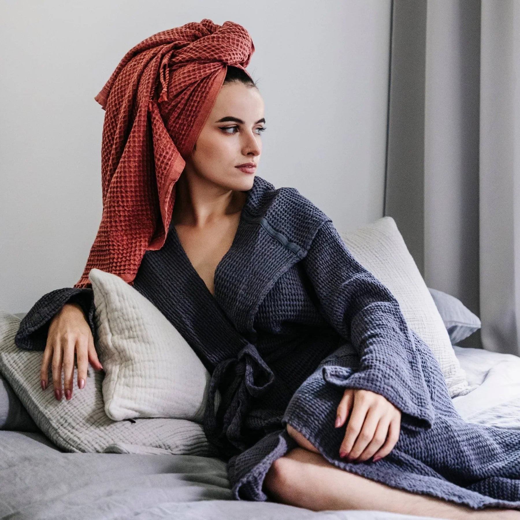 women's pajamas with pocketsPokoloko Wave Cotton Bamboo Unisex Robe