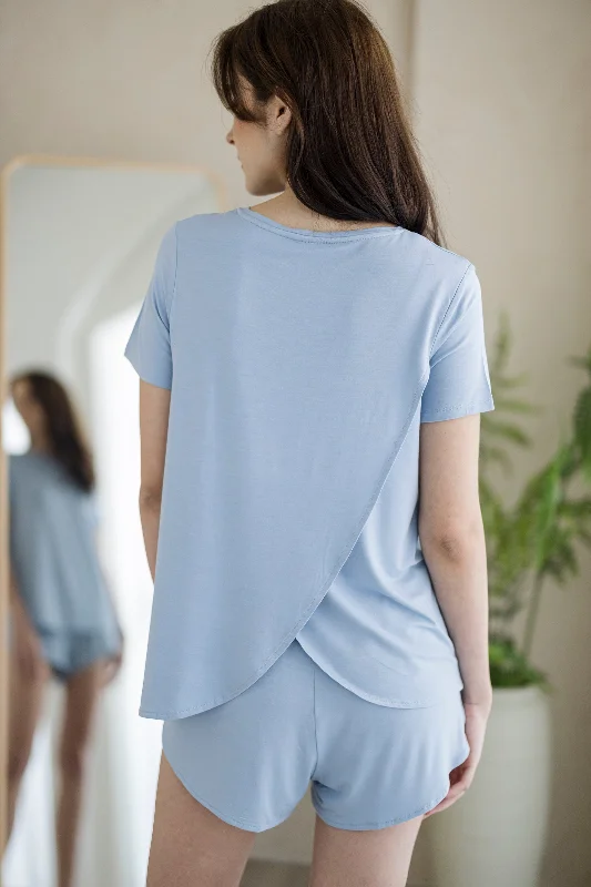 high-quality women's pajama setsMysa Lounge Top in Sky Blue