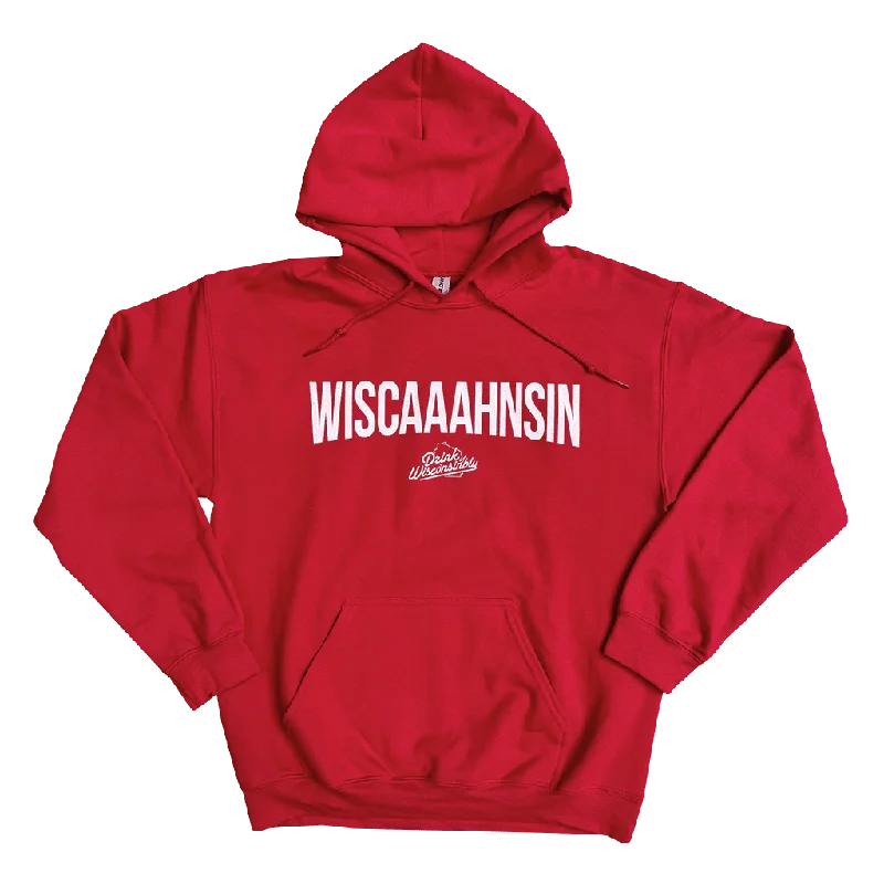 Women's Hooded Sweatshirts with Brocade LiningRed "Wiscaaahnsin" Hoodie