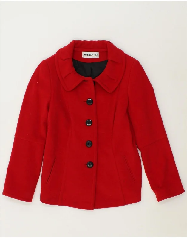 Women's Coats with Fur Trimmed ButtonsBENTLEY Womens Bomber Jacket UK 10 Small  Red Wool