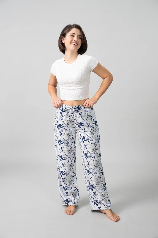 women's pajamas with moisture-wicking fabricHaley White Floral Cotton Blend Women's Pajama