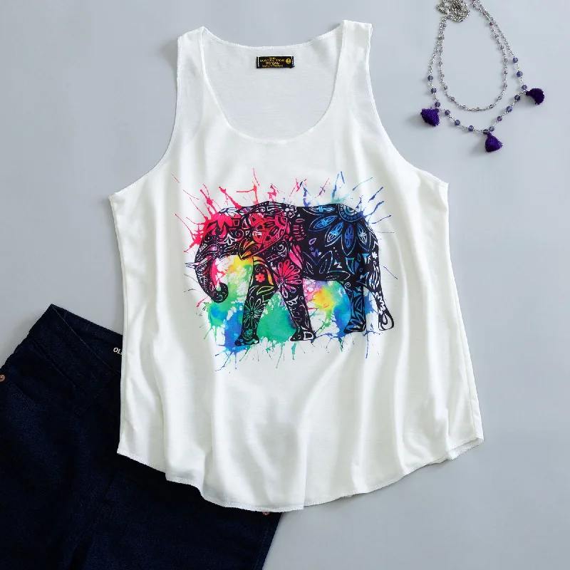 Women's Blouse with Shirt CollarElephant Love Tank Top