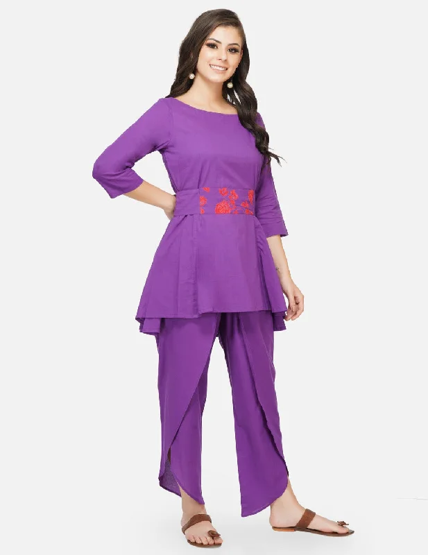 Women's Sporty ShortsCotton purple peplum tunic