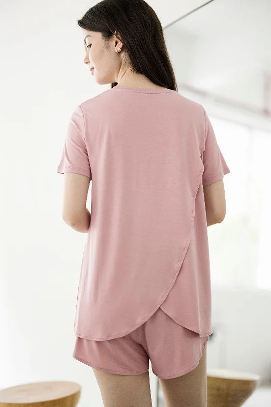 women's pajamas with pockets on the chestMysa Lounge Top in Peony Pink