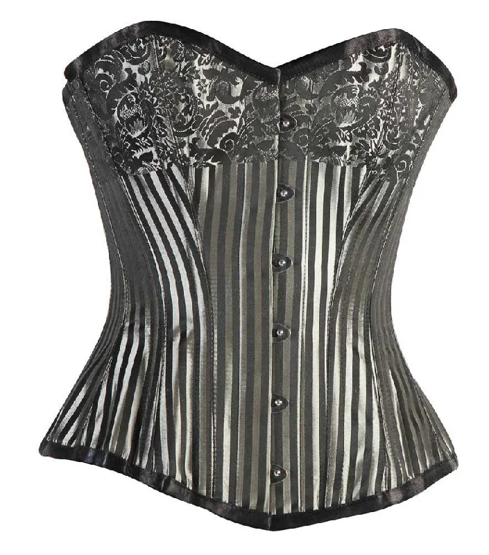 open-bust shapewear with underwire supportELEGANT SILVER/BLK STRIPE BRO