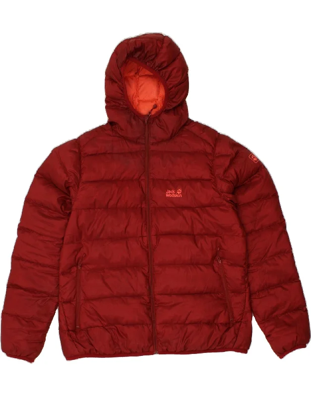 Women's Coats with Fur TrimJACK WOLFSKIN Womens Hooded Padded Jacket UK 22/24 2XL Red Polyamide