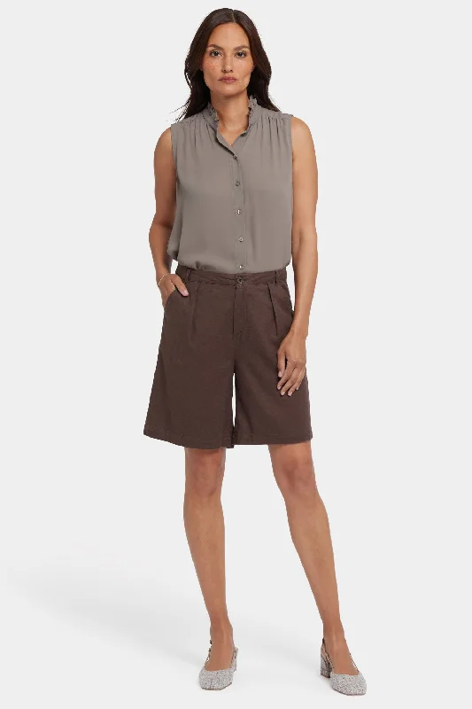 Women's Striped ShortsRelaxed Shorts  - Coffee Bean