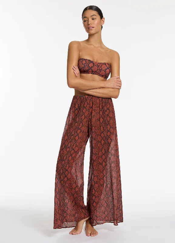 Python Crinkle Wide Leg Pant - Spice