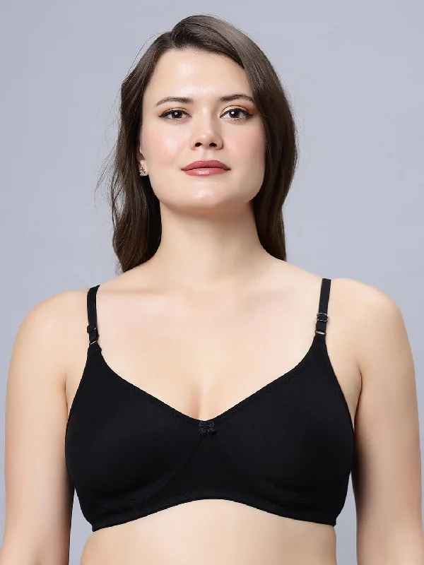 plus-size backless bra with clear strapsMedium coverage Non Padded Bra Black color (Pack of 1)