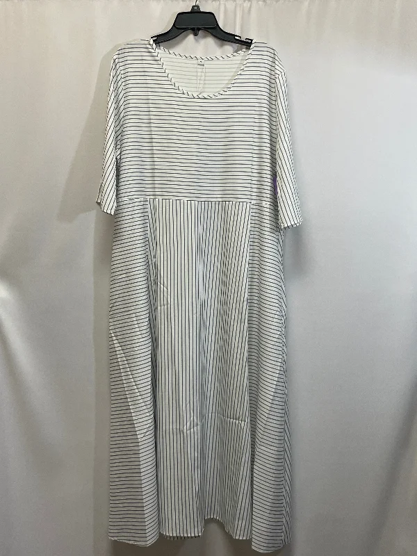 Women's High Collar DressesBlue & White Dress Casual Maxi Clothes Mentor, Size Xl