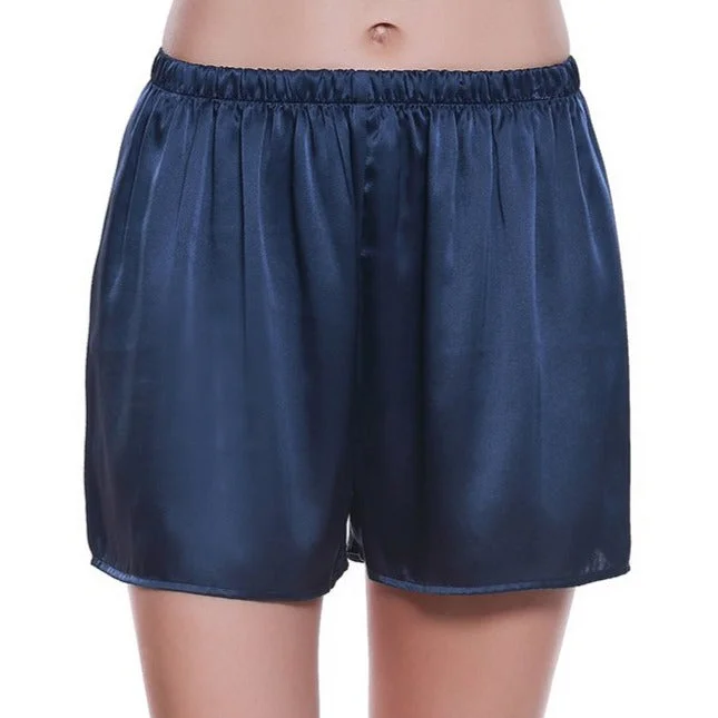 eco-friendly bamboo fiber briefs for sensitive skinWomens 100% Mulberry Silk Shorts - Navy Blue