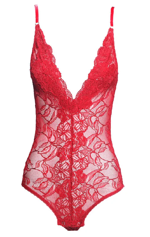 open-bust waist trainer with lace overlay for eleganceANAIS FRENCH STRETCH LACE BODYSUIT