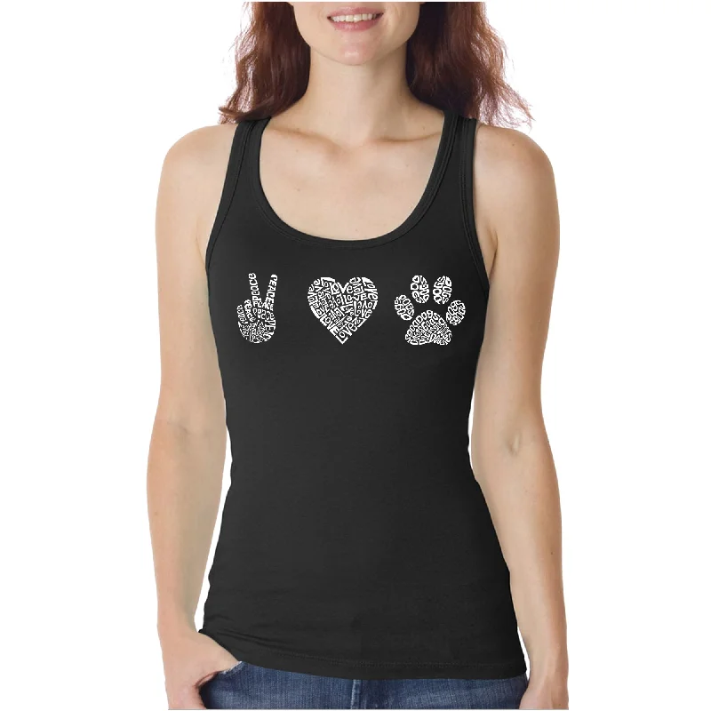 Women's Blouse with Boat CollarPeace Love Dogs  - Women's Word Art Tank Top