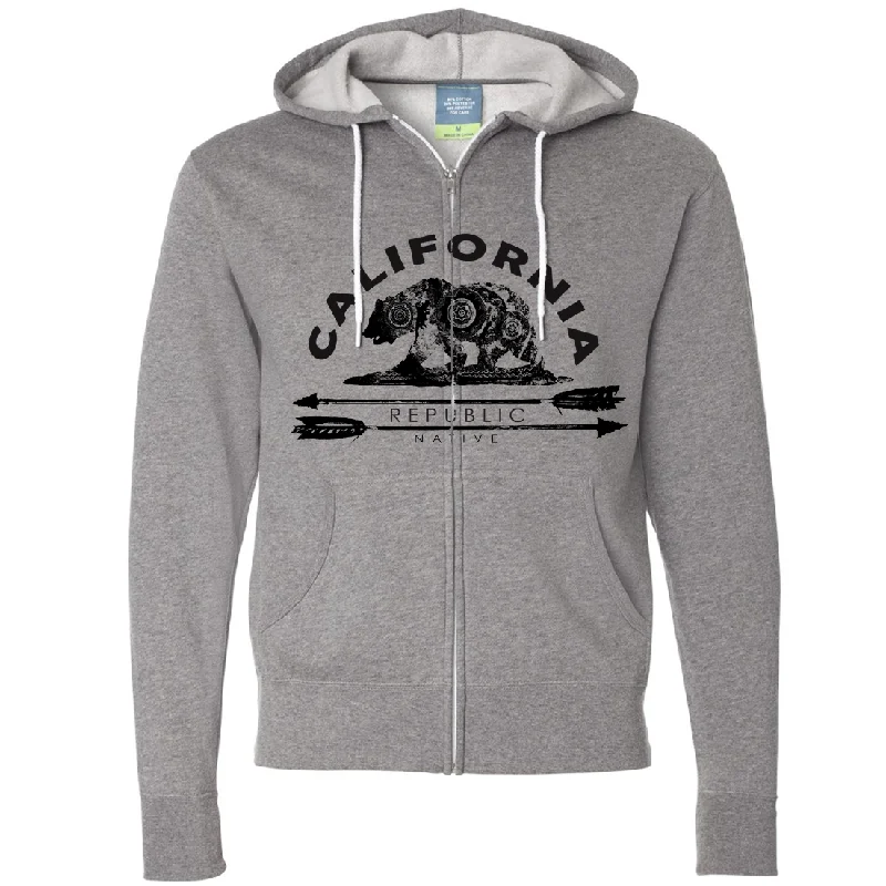 Women's Hooded Sweatshirts with Welt PocketsCalifornia Arrow Bear Zip-Up Hoodie