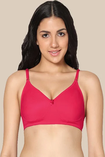 plus-size demi-cup bra with lace overlayMedium coverage Non Padded Bra Magenta color (Pack of 1)