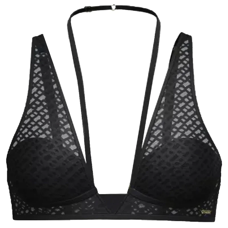 plus-size sports bra with mesh panelsBOSS, Damen Triangle Bra B Lace, Black