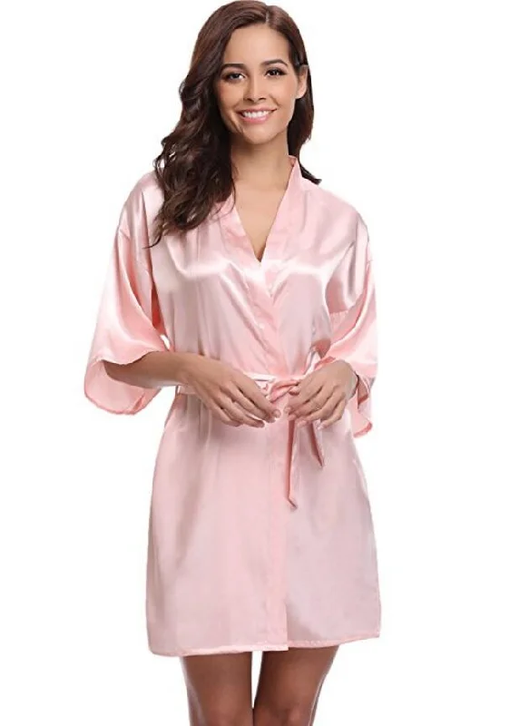 women's pajamas for all-season comfortNew Silk Kimono Robe Bathrobe Women Silk Bridesmaid Robes Sexy Navy Blue Robes Satin Robe Ladies Dressing Gowns