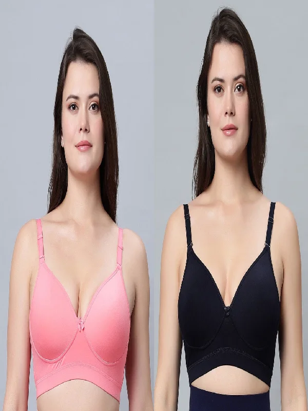 plus-size sticky bra for dressesMedium coverage Padded Bra cotton Blend (Pack of 2)