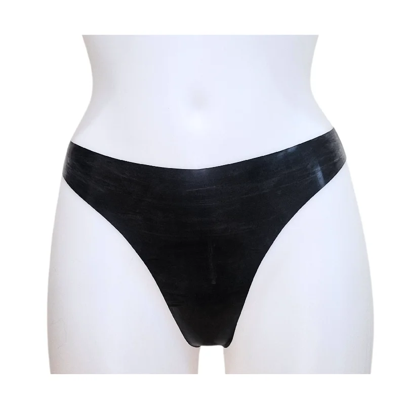 plus-size seamless panties for all-day comfortLatex Mid Rise, High Leg Thong Knickers/Panties