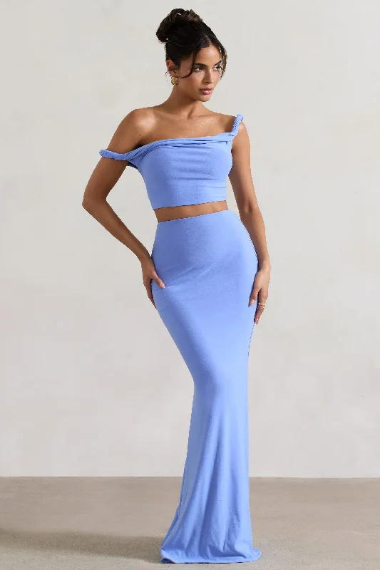 Women's Summer SkirtsNeve | Blue Gathered Maxi Skirt